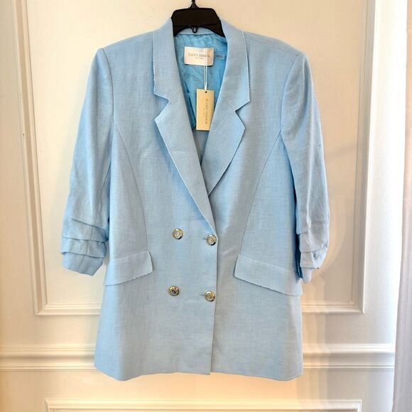 Ramy Brook Gianni Double Breasted Blazer Jacket in Blue Size 12 NWT - Picture 6 of 15